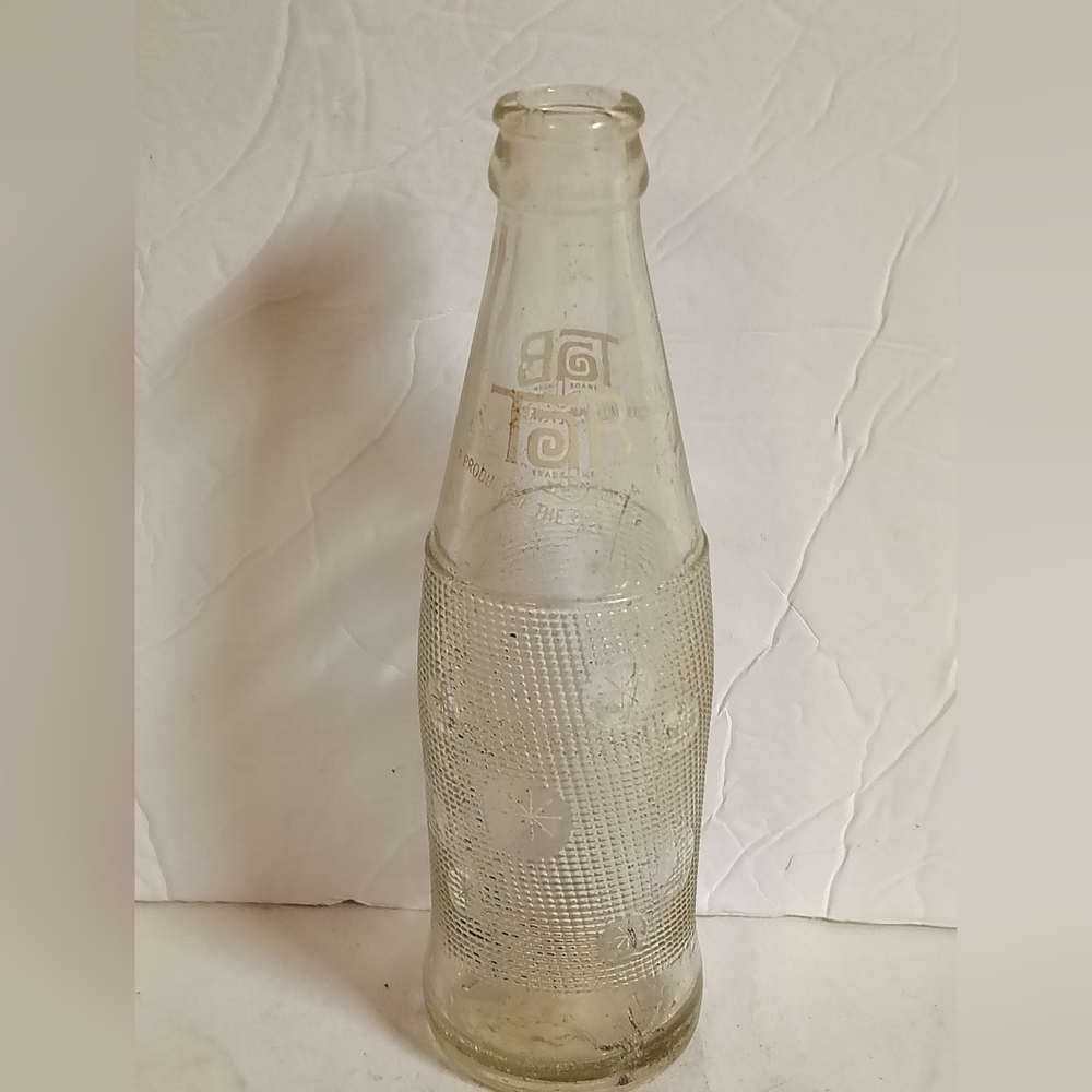 Tab 7oz Soda Pop Bottle Embossed Vintage Clear 8"